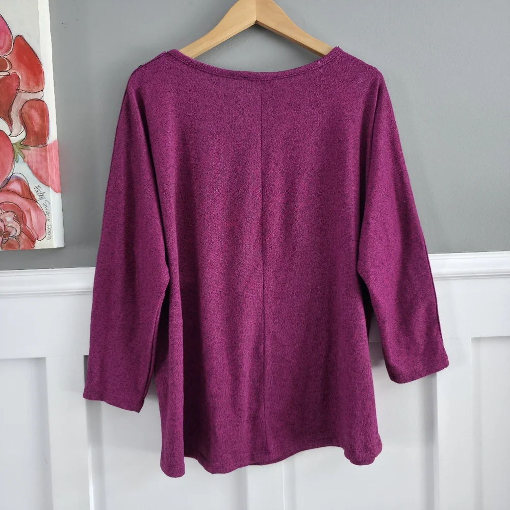 Lily Morgan – Button-Detail Knit Top – Effortless Boho Chic-size XL - Picture 7 of 12